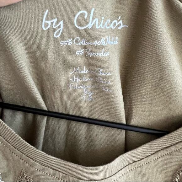 Chico’s by Chico’s Army Green Shirt Embroidered Medium - Size 1 - Picture 4 of 8